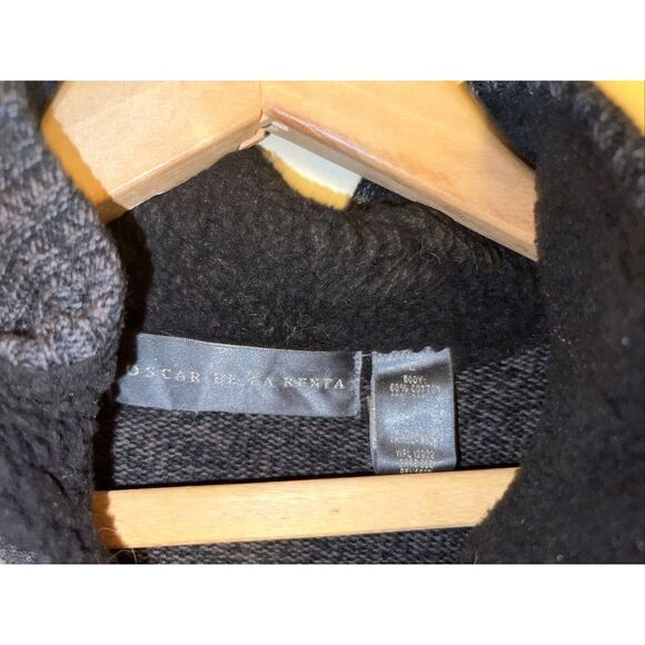 Oscar De La Renta Men's Large Quarter Zip Pullover Sweater Charcoal Gray - Picture 5 of 7